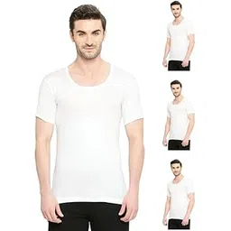 Bonus Classic Round Neck Premium Cotton Vest with Sleeves, 100% Combed Cotton, Antibacterial and Odour Control Vest for Men’s-36IN, Pack of 4 (White)-image-5