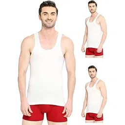 VIP Bonus Premium Men's Cotton RN Sleveless Vest Undershirt Size 90, White, Pack of 3-picture-38