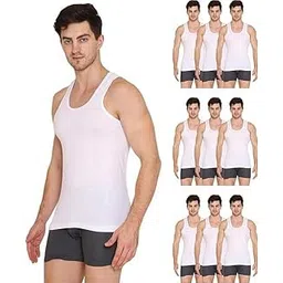 VIP Bonus Premium Vest Men's RN Sleeveless Cotton White Size 75, Pack of 10-picture-28