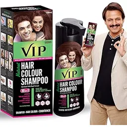 VIP Brown Hair Colour Shampoo, 180ml for Women and Men | Quick & Easy Grey Coverage in 15 Mins | Alternate to Hair Dye | Salon like Hair Color at Home-picture-39