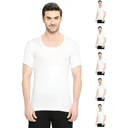 vip Bonus Classic Round Neck Premium Cotton Vest with Sleeves, 100% Combed Cotton, Antibacterial and Odour Control Vest for Men’s-40IN, Pack of 6 (White)-picture-15