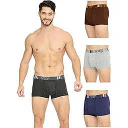 vip Brando Plain Trunks 100% Super Combed Cotton Assorted Underwear for Men's-100Cm (Pack of 4)-picture-39
