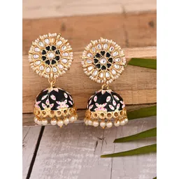 VIRAASI Black Meenakari Contemporary Jhumkas Earrings-picture-23