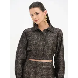 VIRGIO Black Viscose Abstract Bomber Jacket-picture-29