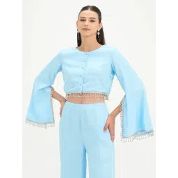 VIRGIO Blue Viscose Crop Top-picture-18