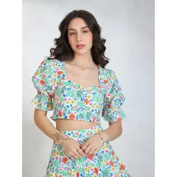 VIRGIO Multi Cotton Floral Short Sleeves Crop Top-picture-15