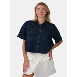 VIRGIO Navy Blue Cotton Shirt-picture-46