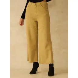 VIRGIO Olive Regular Fit Solid Pants-picture-33