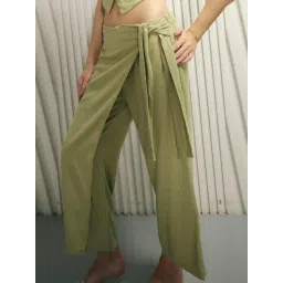 VIRGIO Olive Regular Fit Solid Pants-picture-42