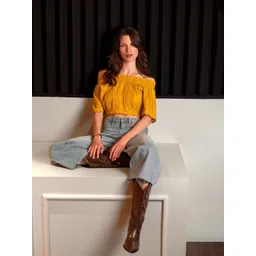 Virgio Pure Cotton Cropped Off-Shoulder Top-picture-24