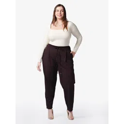 Virgio Women Cotton Regular Solid Plus Size Mid Rise Trouser-picture-13