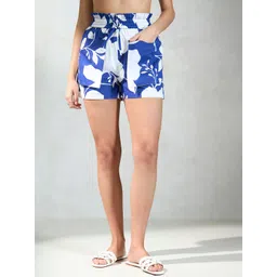 Virgio Women Floral Printed Pure Cotton High-Rise Shorts-picture-14