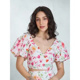 Virgio Women Floral Printed V-Neck Cotton Top-picture-19