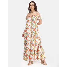 Virgio Women Floral Viscose Off-Shoulder Maxi Dress-picture-19
