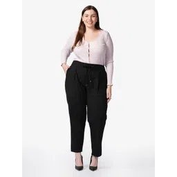 Virgio Women Plus Size Relaxed Cotton Straight Fit Trousers image 3