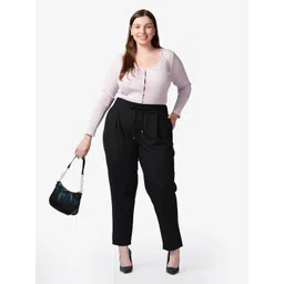 Virgio Women Plus Size Relaxed Cotton Straight Fit Trousers image 2