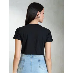 Virgio Women Typography Printed Round Neck Cotton Top image 4