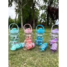 Virtuous 2Pcs Cartoon Animal Water Bottles With Straw & Straps - 300ml & 1000 ml-picture-21