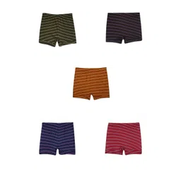 VIRUKSHAM Girls Pack of 5 Striped Boy Shorts-picture-33
