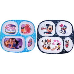 vishika store Barbie A Fairy Secret Micky Mouse Cartoon Printed Kids Dinner 4 Section Plate Sectioned Plate-picture-35
