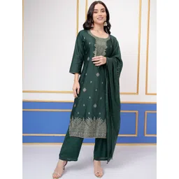 Vishudh Ethnic Motifs Woven Design Regular Straight Kurta With Trouser With Dupatta-picture-12