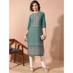 Vishudh Green Ethnic Motifs Printed Kurta-picture-30