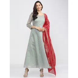 Vishudh Grey Floral Embroidered Ethnic Maxi Dress-picture-17
