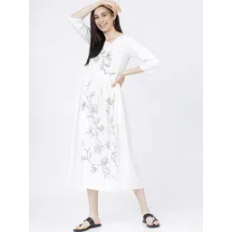 Vishudh Off White Floral A-Line Midi Dress-picture-20