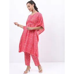 Vishudh Pink & White Ethnic Motifs Printed Kaftan Kurta With Trousers-picture-20