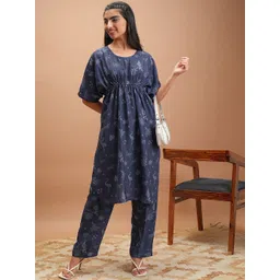 Vishudh Printed Round Neck Short Sleeves Tunic with Trousers-picture-23