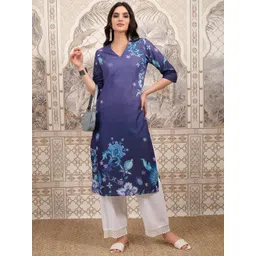 Vishudh Purple Floral Printed Straight Kurta-picture-15