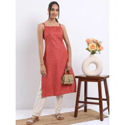 Vishudh Red Ethnic Motifs Printed A-Line Kurta-picture-27
