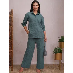 Vishudh Self Design Shirt & Trousers Co-Ords-picture-18