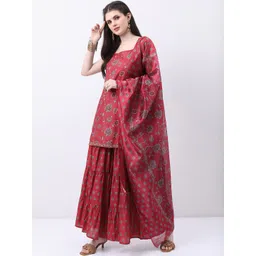 Vishudh Shoulder Straps Floral Printed Regular Kurti with Sharara & With Dupatta-picture-30