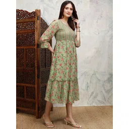 Vishudh Women A-Line Midi Dress image 4