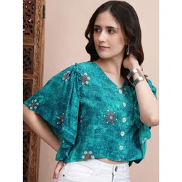 Vishudh Women Abstract Printed V-Neck Top-picture-29