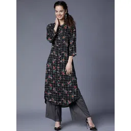 Vishudh Women Black & Red Printed Kurta with Palazzos-image-16