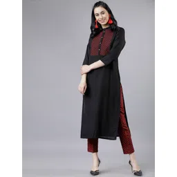 Vishudh Women Black & Red Printed Straight Kurta-picture-31