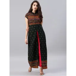 Vishudh Women Black Printed A-Line Kurta-picture-34
