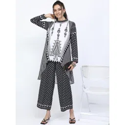 Vishudh Women Black Printed Kurti with Palazzos-picture-28