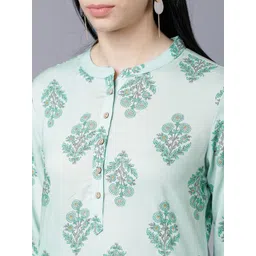 Vishudh Women Blue & White Printed Straight Kurta image 2