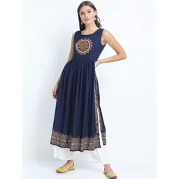 Vishudh Women Blue Ethnic Motifs Yoke Design Kurta-picture-21