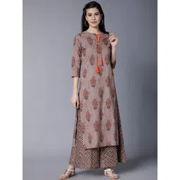 Vishudh Women Brown Floral Printed Kurta with Palazzo-picture-40