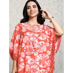 Vishudh Women Dyed Mandarin Collar Kimono Sleeves Kaftan Top-picture-20