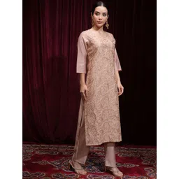Vishudh Women Embroidered Regular Kurta with Trousers & With Dupatta-image-35