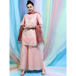 Vishudh Women Ethnic Motifs Cotton Blend Kurta Set-picture-25