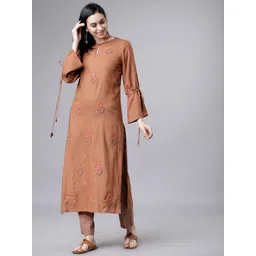 Vishudh Women Ethnic Motifs Embroidered Kurta with Palazzos-picture-21