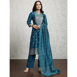 Vishudh Women Ethnic Motifs Printed Regular Kurta with Trousers & With Dupatta-picture-38