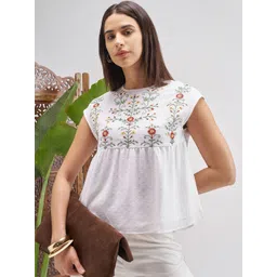 Vishudh Women Floral Embroidered Round Neck Top-picture-12
