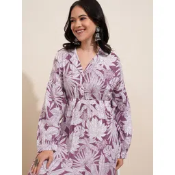 Vishudh  Women Floral Print Midi Shirt  Dress-picture-30